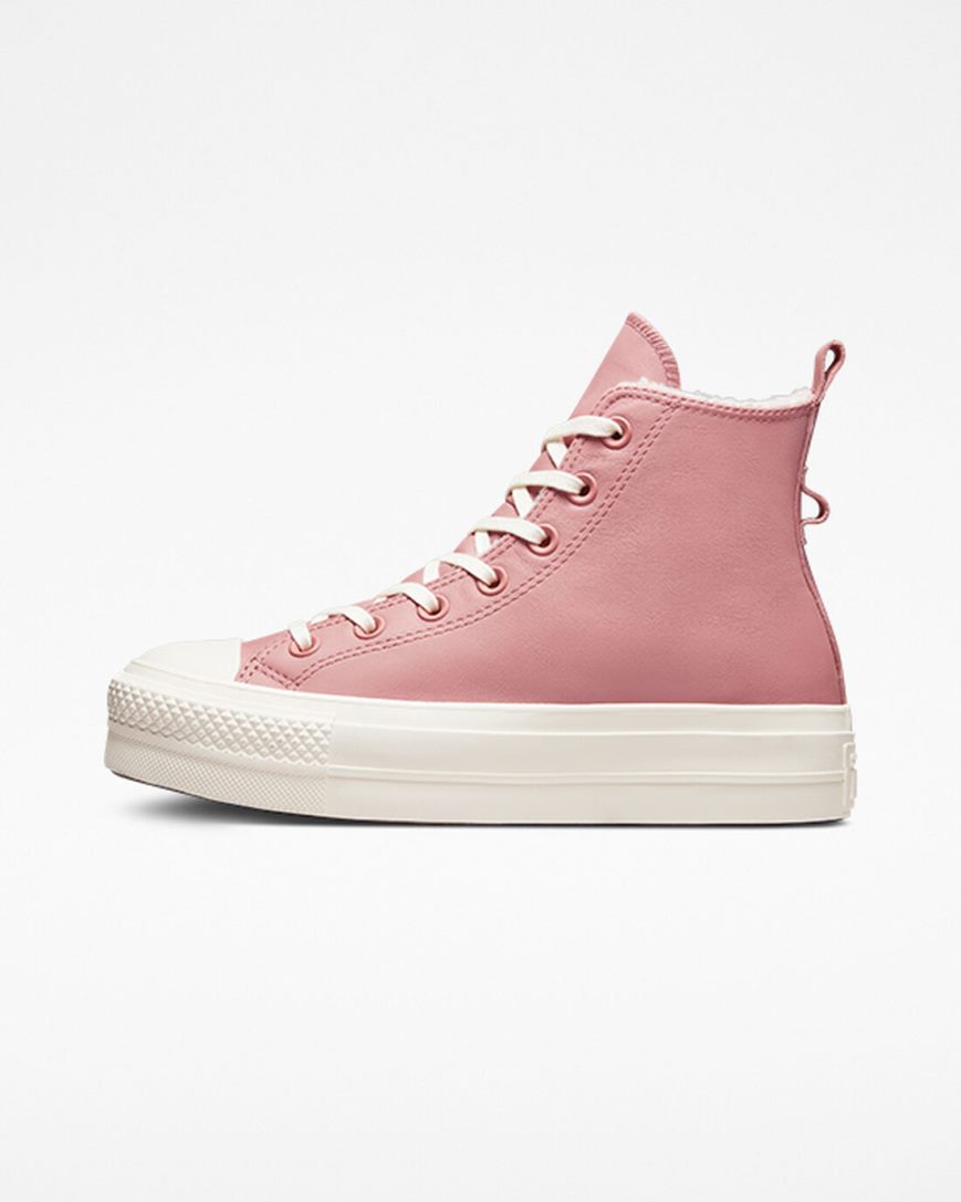 Topanky Na Platforme Converse Chuck Taylor All Star Lift Podsite Kozene Vysoke Damske Ruzove | SK 11F5KO0